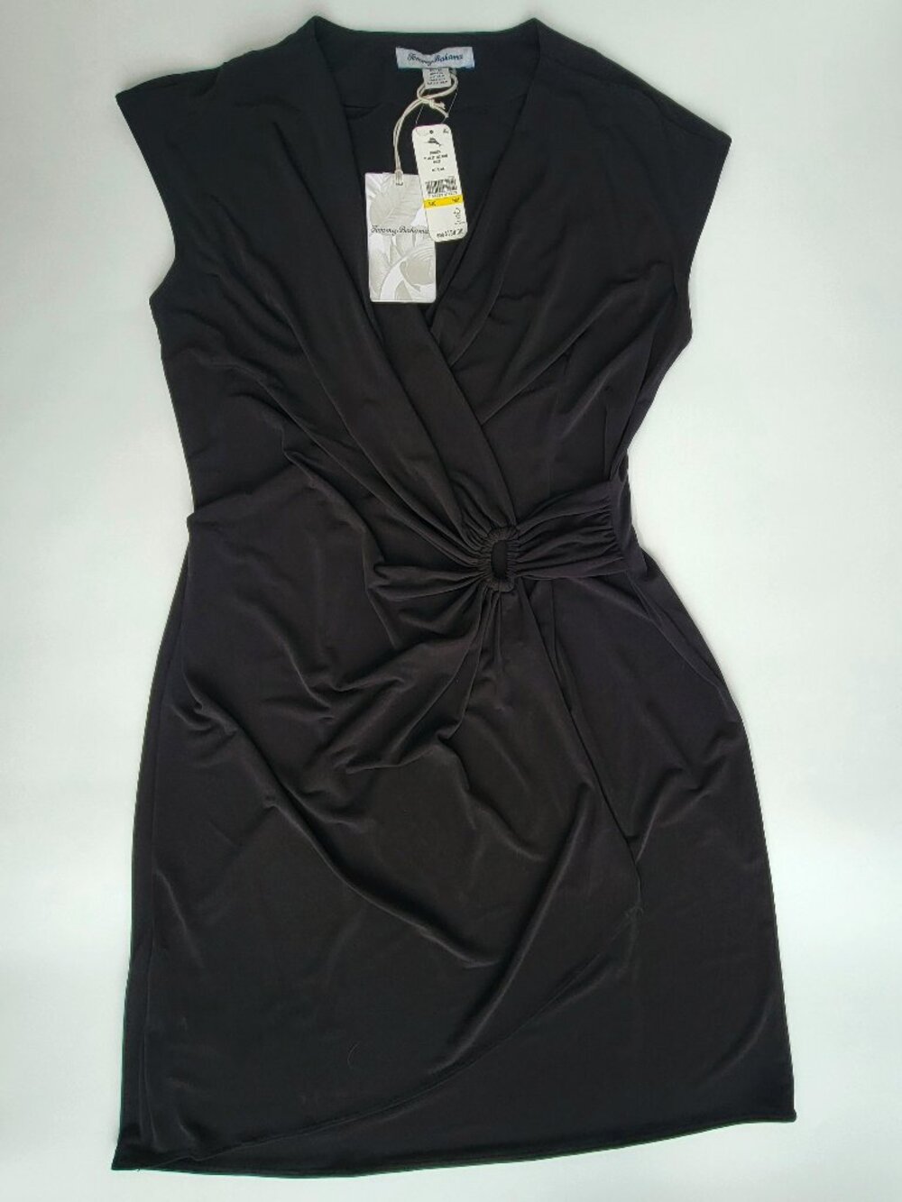 Tommy Bahama Clara Faux Wrap Jersey Stretch Dress Women’s Size Medium Black NWT